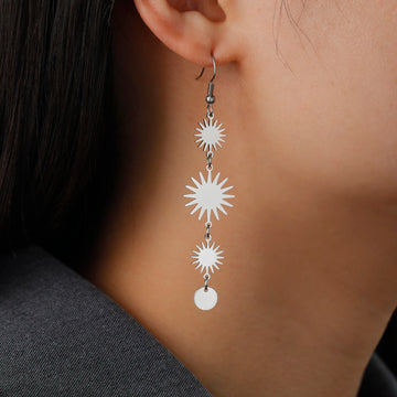 DAIIIBABYYY  -  Stainless Steel Bohemian Sun Drop Earrings Gold Color Women Long Earrings Fashion Kpop Jewelry Birthday Gift for Friends